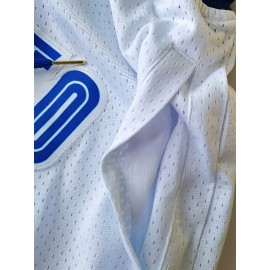 Men's White # 27 Basketball Shorts, Classic Letter Embroidery Design, Breathable Button Style Short Sleeved Shirt, Suitable for Training And Competition