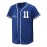 Men'S Blue # 11 Baseball Shirt, Classic Letter Embroidery Design, Button style Short Sleeve Breathable Shirt, Training and Competition Category: Men'S Baseball Shirt
