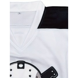 Men's #13 Jason Embroidered Ice Hockey Jersey - White & Red Striped Retro Classic V-Neck Sweatshirt, Breathable Polyester, Perfect for Sports, Casual Streetwear & Fan Events, Hockey Stocking Stuffers