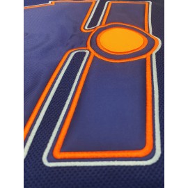 Men's #69 Blue & Orange Ice Hockey Jersey - Embroidered Long Sleeve, Loose Fit V-Neck, Breathable Polyester Fabric for Sports, Casual Wear, and Team Activities, Novelty Hockey Shirt | Embroidered Sports Top | Comfortable Fit, Hockey Stocking Stuffers