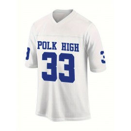 Men's White # 33 Rugby Shirt With Loose Embroidered Sports, Fashionable, Casual, Street Breathable Rugby Top