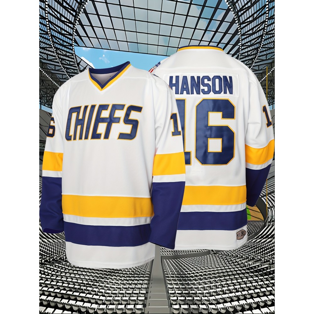 Men's #16 St. Louis Blues Ice Hockey Jersey - V-Neck, Long Sleeve, White & Navy Blue, Loose Fit for Training, Games & All Seasons