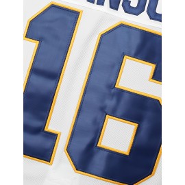 Men's #16 St. Louis Blues Ice Hockey Jersey - V-Neck, Long Sleeve, White & Navy Blue, Loose Fit for Training, Games & All Seasons