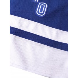 Men'S Ice Hockey Shirt # 88 Embroidered Details - Perfect For Sports And Casual Wear Blue Size S-3XL