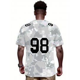Men's Arctic Camo Las Vegas #98 Polyester Football Jersey, Men V-Neck Sports Shirt With Slight Stretch, Breathable Casual Knit Fabric For All Seasons, Loose Fit Adult, Fans Gift Men, For Training Competition Festival Party Outdoor Sports