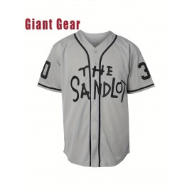 Men's Gray Embroidered Polyester Baseball Shirt # 30 Loose Knit Fabric Breathable V-neck Sports Top Suitable for Spring, Summer, And Autumn Sizes S-3XL