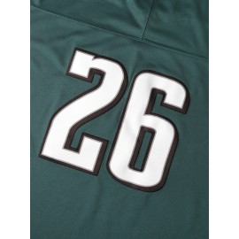 Men's Green #26 Embroidered Football Jersey - Breathable Knit V-Neck Shirt, Elastic Design for Team Sports & Casual Wear, Machine Washable, Spring/Summer/Fall, Sizes S-3XL