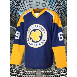 Men'S American Ice Hockey Jersey # 69 Blue Classic Embroidered Stitching Ice Hockey Jersey Breathable Hoodie Sweatshirt Party Festival