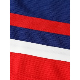 Men's #96 Blue & Red USA Hockey Jersey - V-Neck,, Lightweight Polyester Captain's Sweatshirt with Striped Accents for Team Sports, Casual Wear & More