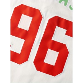Men'S Baseball Jersey # 96 White Baseball Jersey Suitable For Training, Beach Games, Vacations, Casual Wear, Breathable V-neck Embroidered Polyester Loose Micro Elastic Fabric Size S-XXXL