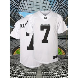 Men'S American Football Uniform # 7 White Embroidered Polyester Sports Shirt