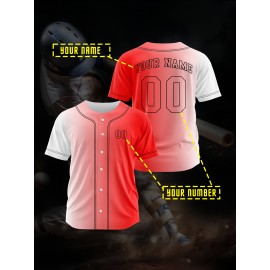 Customizable Youngsters' Baseball Jersey - Personalized Name & Number, Light Purple to White Gradient Design, Breathable Polyester, Perfect for Sports Training, Parties & Casual Wear, Youth Sports Apparel | Outdoor Activity Shirt | Durable Sports Jersey