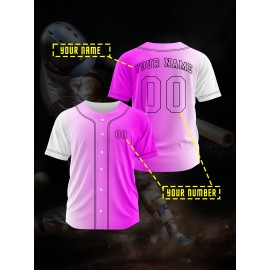 Customizable Youngsters' Baseball Jersey - Personalized Name & Number, Light Purple to White Gradient Design, Breathable Polyester, Perfect for Sports Training, Parties & Casual Wear, Youth Sports Apparel | Outdoor Activity Shirt | Durable Sports Jersey
