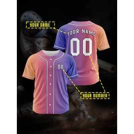 Customizable Youngsters' Baseball Jersey - Personalized Name & Number, Light Purple to White Gradient Design, Breathable Polyester, Perfect for Sports Training, Parties & Casual Wear, Youth Sports Apparel | Outdoor Activity Shirt | Durable Sports Jersey