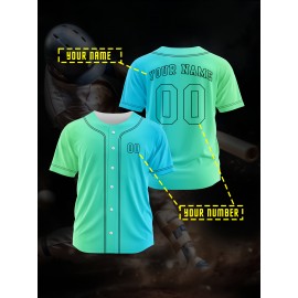 Customizable Youngsters' Baseball Jersey - Personalized Name & Number, Light Purple to White Gradient Design, Breathable Polyester, Perfect for Sports Training, Parties & Casual Wear, Youth Sports Apparel | Outdoor Activity Shirt | Durable Sports Jersey