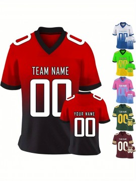 Customizable Football Jersey - Personalized Name & Number, Classic V-Neck Style with Blue & White Stripes, Perfect for Sports, Travel, or Photo Shoots, Sports Fan Apparel | Classic Vneck Style | Durable Fabric, Football Jersey