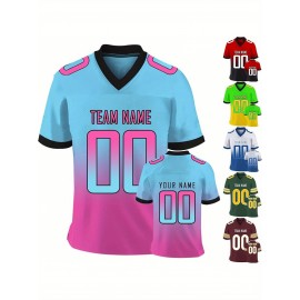 Customizable Football Jersey - Personalized Name & Number, Classic V-Neck Style with Blue & White Stripes, Perfect for Sports, Travel, or Photo Shoots, Sports Fan Apparel | Classic Vneck Style | Durable Fabric, Football Jersey