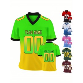 Customizable Football Jersey - Personalized Name & Number, Classic V-Neck Style with Blue & White Stripes, Perfect for Sports, Travel, or Photo Shoots, Sports Fan Apparel | Classic Vneck Style | Durable Fabric, Football Jersey