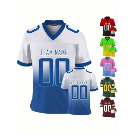 Customizable Football Jersey - Personalized Name & Number, Classic V-Neck Style with Blue & White Stripes, Perfect for Sports, Travel, or Photo Shoots, Sports Fan Apparel | Classic Vneck Style | Durable Fabric, Football Jersey