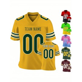 Customizable Football Jersey - Personalized Name & Number, Classic V-Neck Style with Blue & White Stripes, Perfect for Sports, Travel, or Photo Shoots, Sports Fan Apparel | Classic Vneck Style | Durable Fabric, Football Jersey