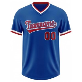 Customizable Plus Size V-Neck Baseball Jacket - Personalized Name & Number Stitched Design, Red/Black Contrast, Comfortable Non-Stretch Fabric, Breathable Summer Sports Shirt for Women, Casual Sportswear | Sporty Vneck Jacket | Durable Sportswear