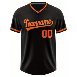 Customizable Plus Size V-Neck Baseball Jacket - Personalized Name & Number Stitched Design, Red/Black Contrast, Comfortable Non-Stretch Fabric, Breathable Summer Sports Shirt for Women, Casual Sportswear | Sporty Vneck Jacket | Durable Sportswear