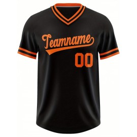 Customizable Plus Size V-Neck Baseball Jacket - Personalized Name & Number Stitched Design, Red/Black Contrast, Comfortable Non-Stretch Fabric, Breathable Summer Sports Shirt for Women, Casual Sportswear | Sporty Vneck Jacket | Durable Sportswear