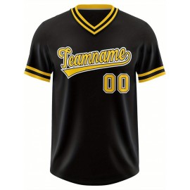 Customizable Plus Size V-Neck Baseball Jacket - Personalized Name & Number Stitched Design, Red/Black Contrast, Comfortable Non-Stretch Fabric, Breathable Summer Sports Shirt for Women, Casual Sportswear | Sporty Vneck Jacket | Durable Sportswear