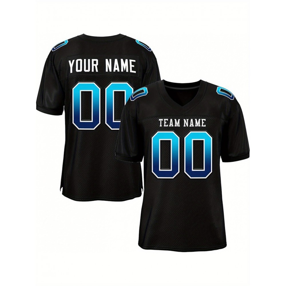 Custom Soccer Jersey - Personalized Team Name & Number, Breathable Mesh Back, V-Neck Design, Short Sleeve Summer Top for Sports & Casual Wear - Perfect Gift for Fans, Soccer Jersey, Fan Merchandise, Sporty Aesthetic, Comfortable Fit